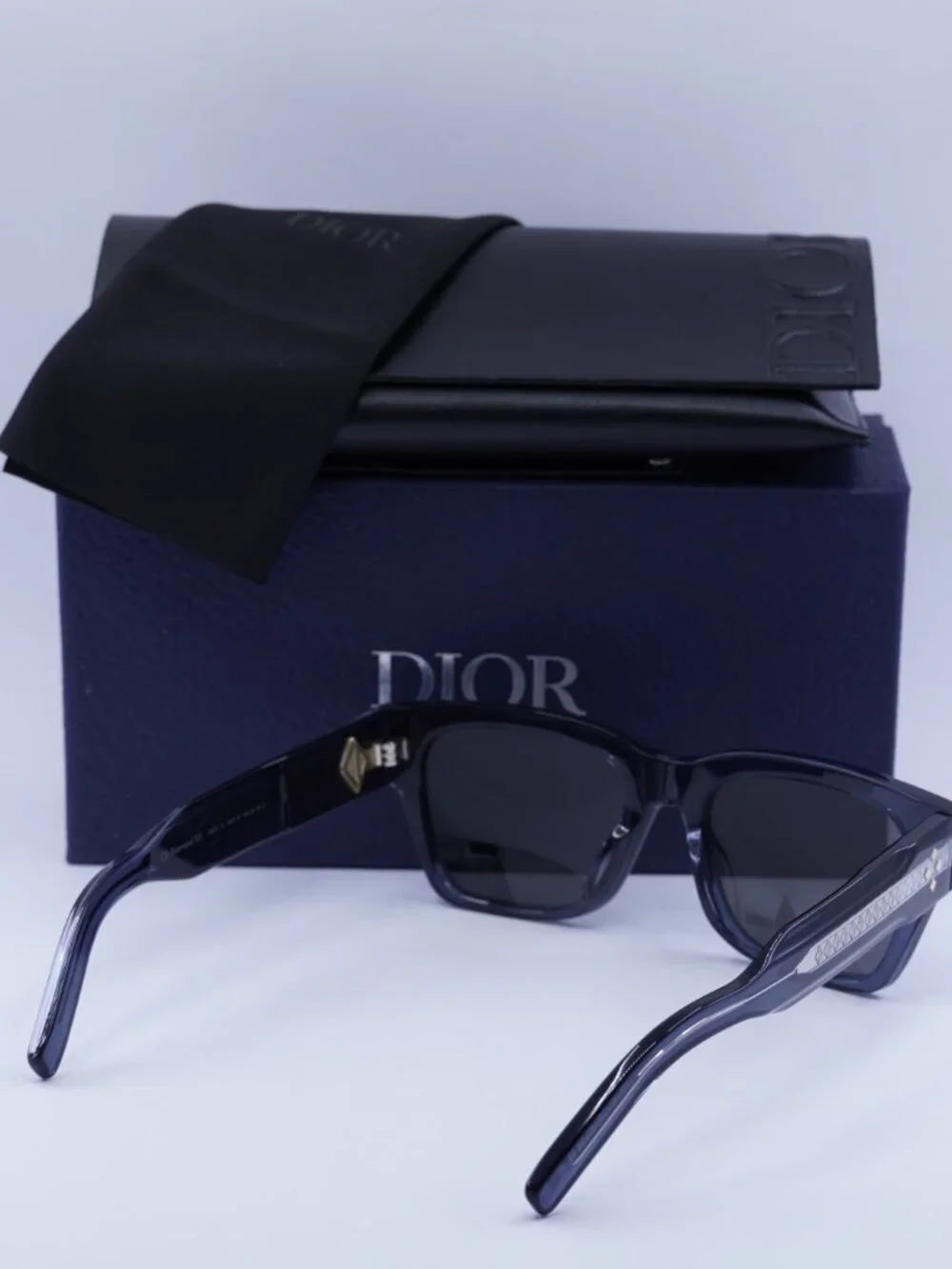 Dior CD DIAMOND S2 30G7 Square Sunglasses - Blue / Purple Mirrored